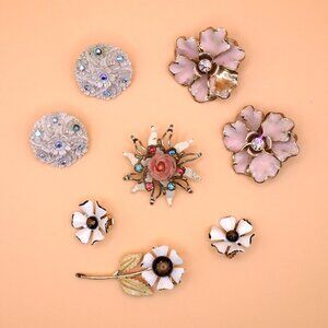 Flower Brooch & Earring Lot